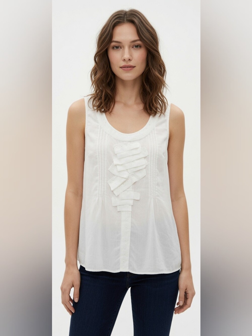 Mur Mur White blouse with ruffle detail Size Small Angelcore‎ Cottage Boho